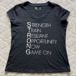 5/$15 Xersion Casual Black Short Sleeve V-neck Tee Large